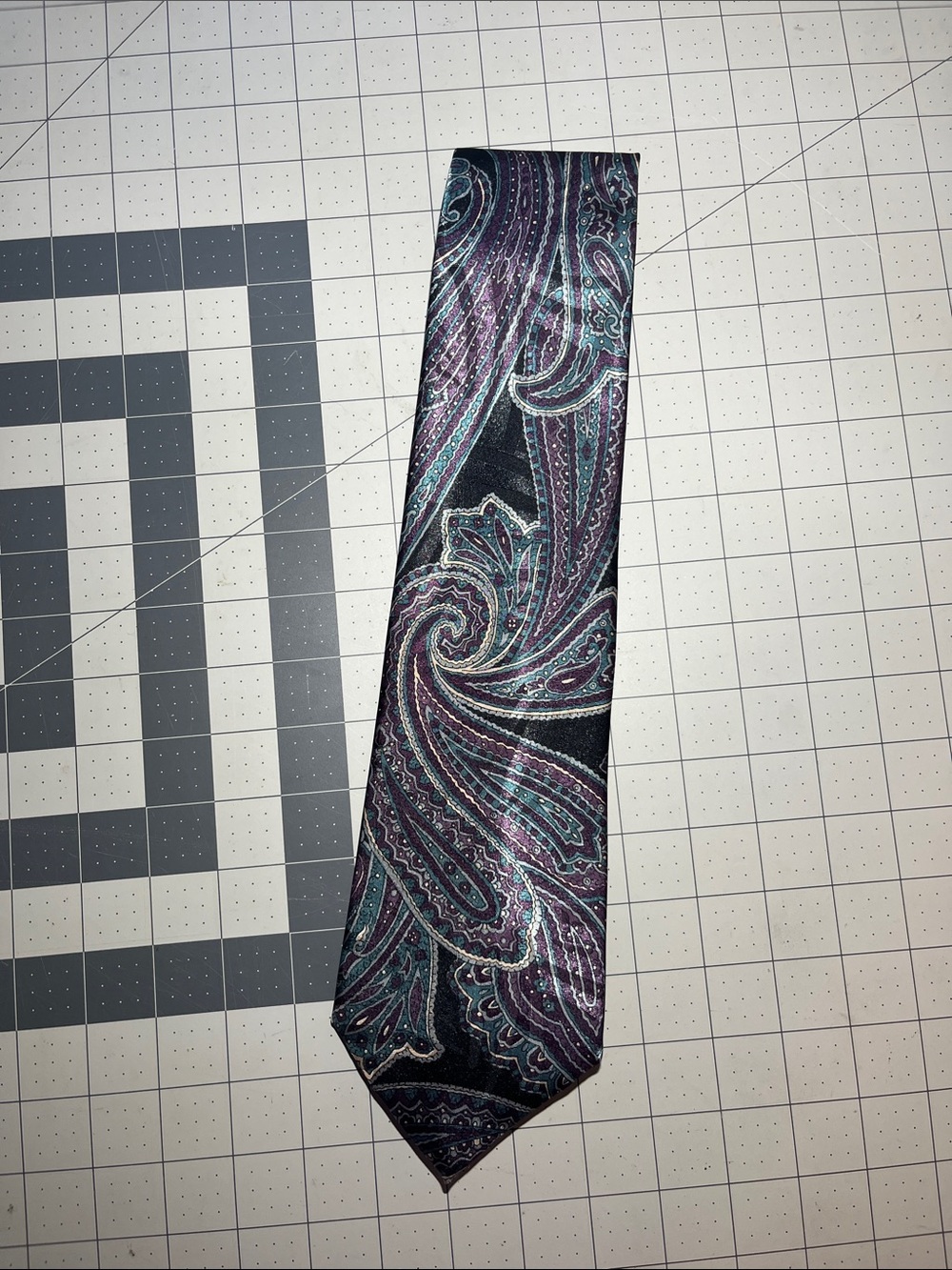 Men's Paisley Silk-Blend Tie in Purple and Teal